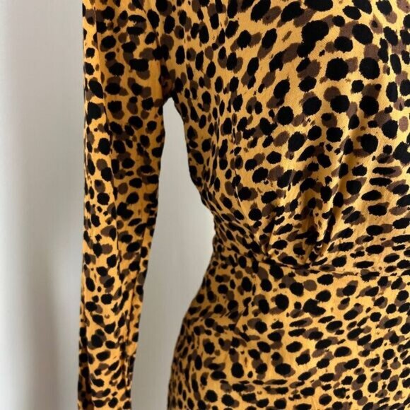 Stockholm Atelier & Other Stories Women's 2 Cheetah Yellow Black Bodycon Dress - Picture 8 of 16